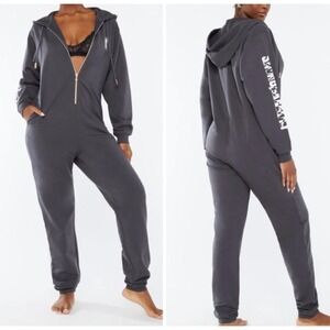 Rihanna Savage X Fenty Jumpsuit Womens Large Gray Forever Savage Showgirl Hood
